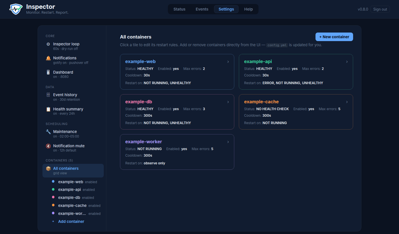 All containers grid